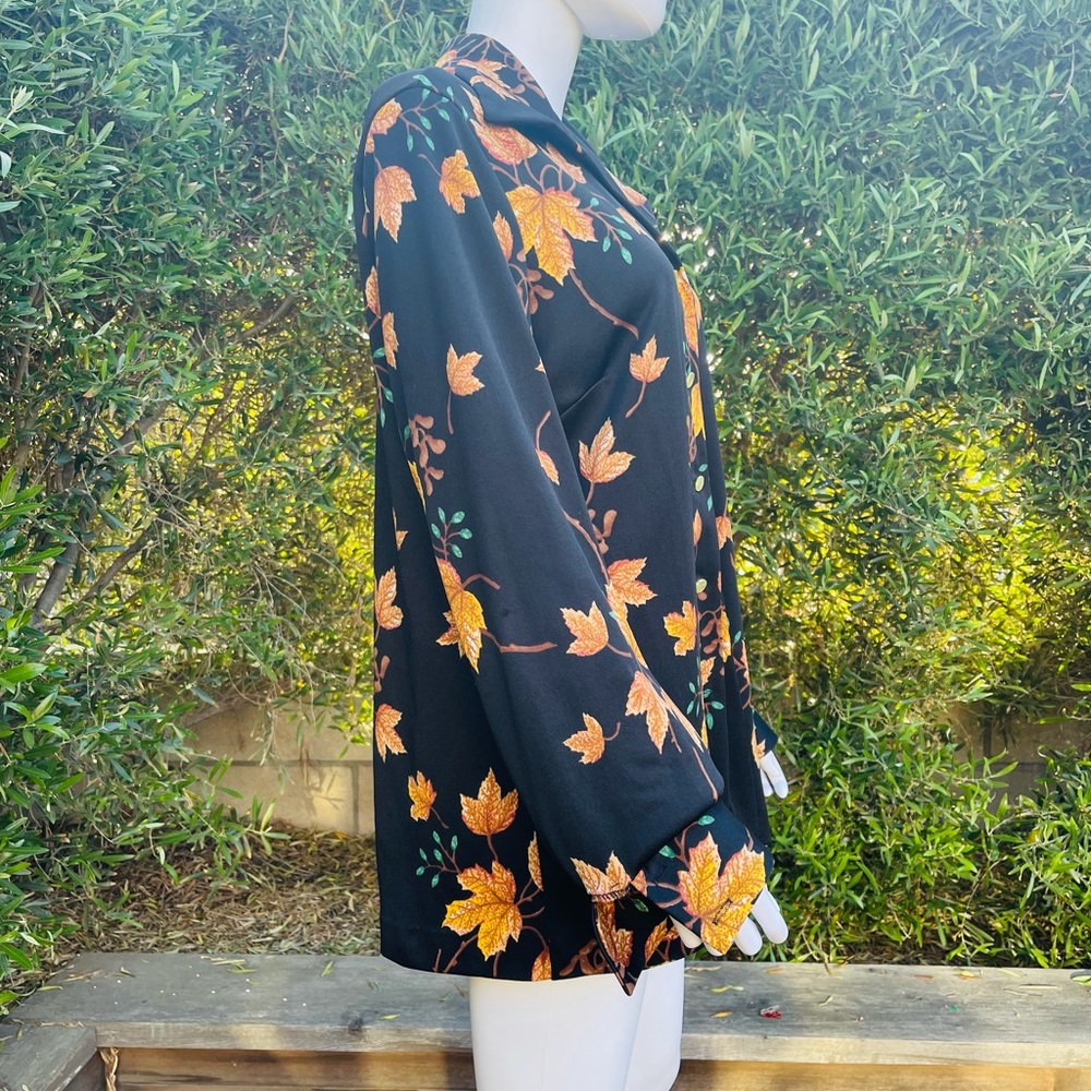 Vintage Polyester Button Down With Maple Leaves - image 3